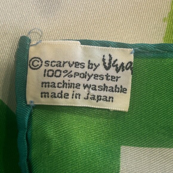 Vera Neumann Vintage Green Butterfly Square Scarf Made In Japan - Picture 3 of 10